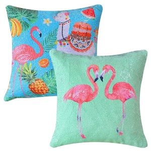 🦋3/$15 Flamingos/Lama Reversible Sequin Pillowcase